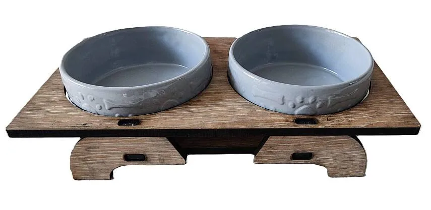 İkili Dikdörtgen Mama Kabı Büyük Boy Buz Mavisi Yuv. 14x6cm