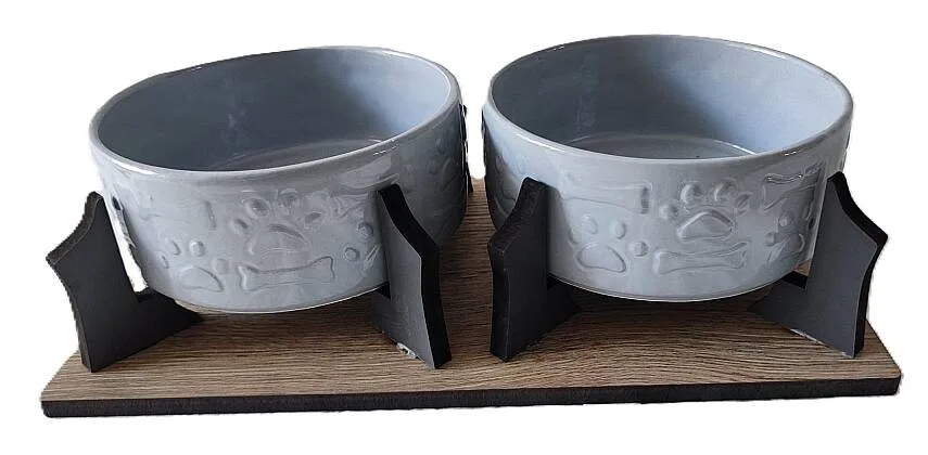 İkili Dikdörtgen Mama Kabı Buz Mavisi Yuv. 14x6cm Seramik
