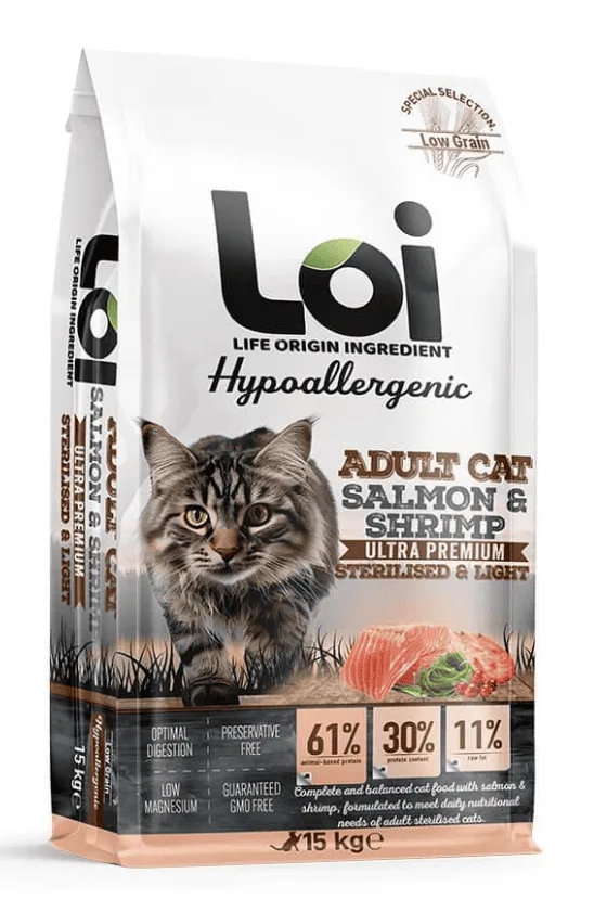 LOI Yetişkin Kısır Kedi - Somon & Karides - 15 kg