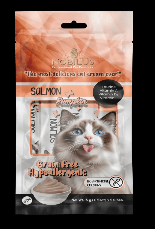Nobılus Somon ve Balkabaklı Kedi Krema Ödülü 5x15g