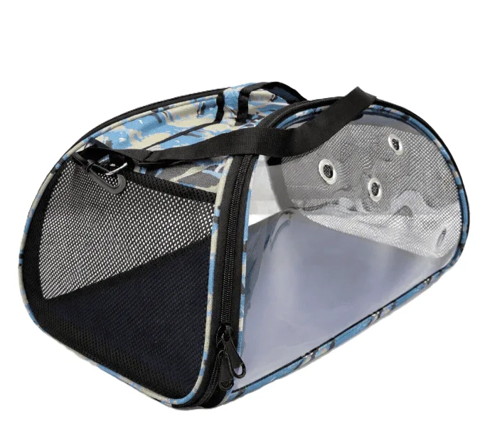Petpretty Şeffaf Çanta Mavi Kamuflaj 50x28x28cm