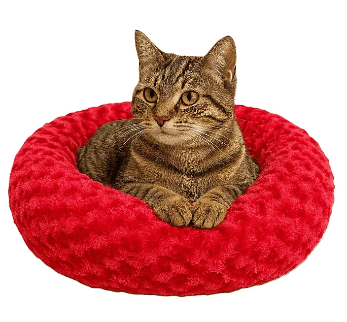 Simit Yatak Peluş Kırmızı 55x55cm