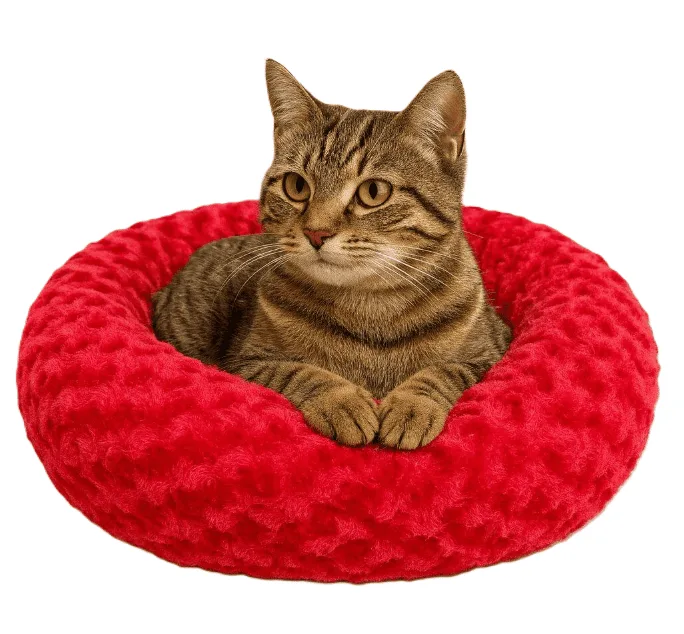 Simit Yatak Peluş Kırmızı 55x55cm