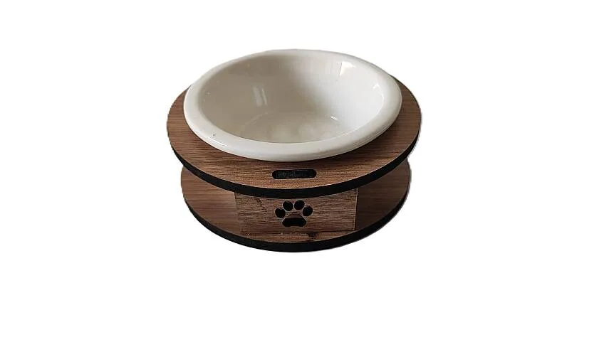 Tekli Yuvarlak Mama Kabı Büyük Boy Beyaz Yuv. 12x5cm Seramik
