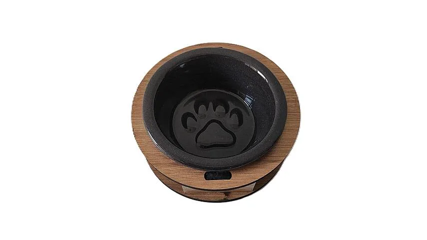 Tekli Yuvarlak Mama Kabı Büyük Boy Siyah Yuv. 12x5cm Seramik